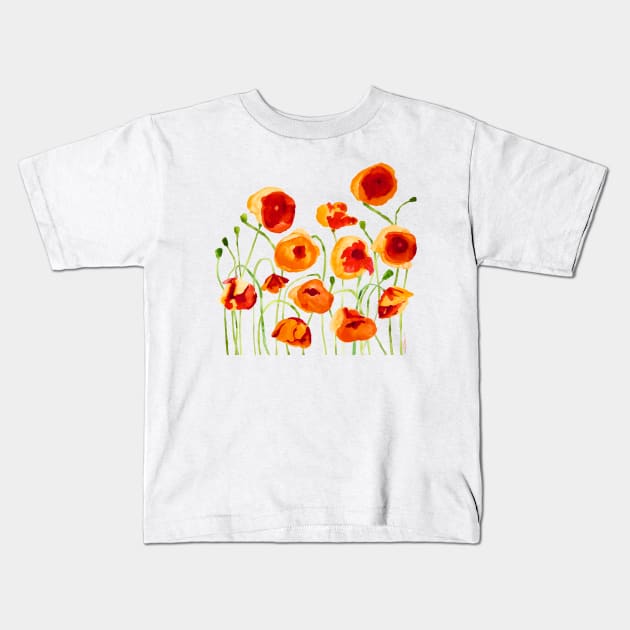 Poppy Sunrise Kids T-Shirt by Limezinnias Design
